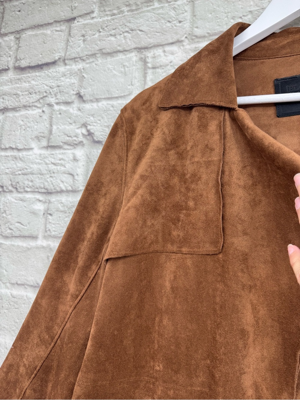 Blank NYC Faux Suede Duster Coat Size S Brown Western Boho BELT MISSING - Picture 5 of 15